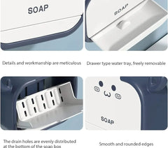 Cartoon Wall Mounted Soap Holder with Drain Drawer