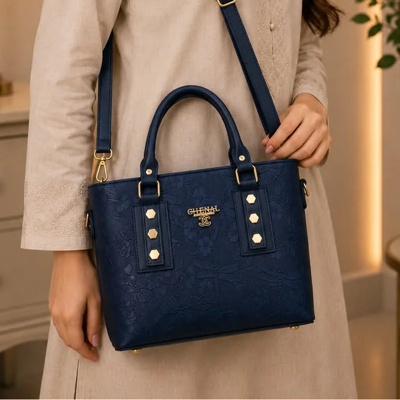 CHANEL Embossed Floral Leather Tote Handbag