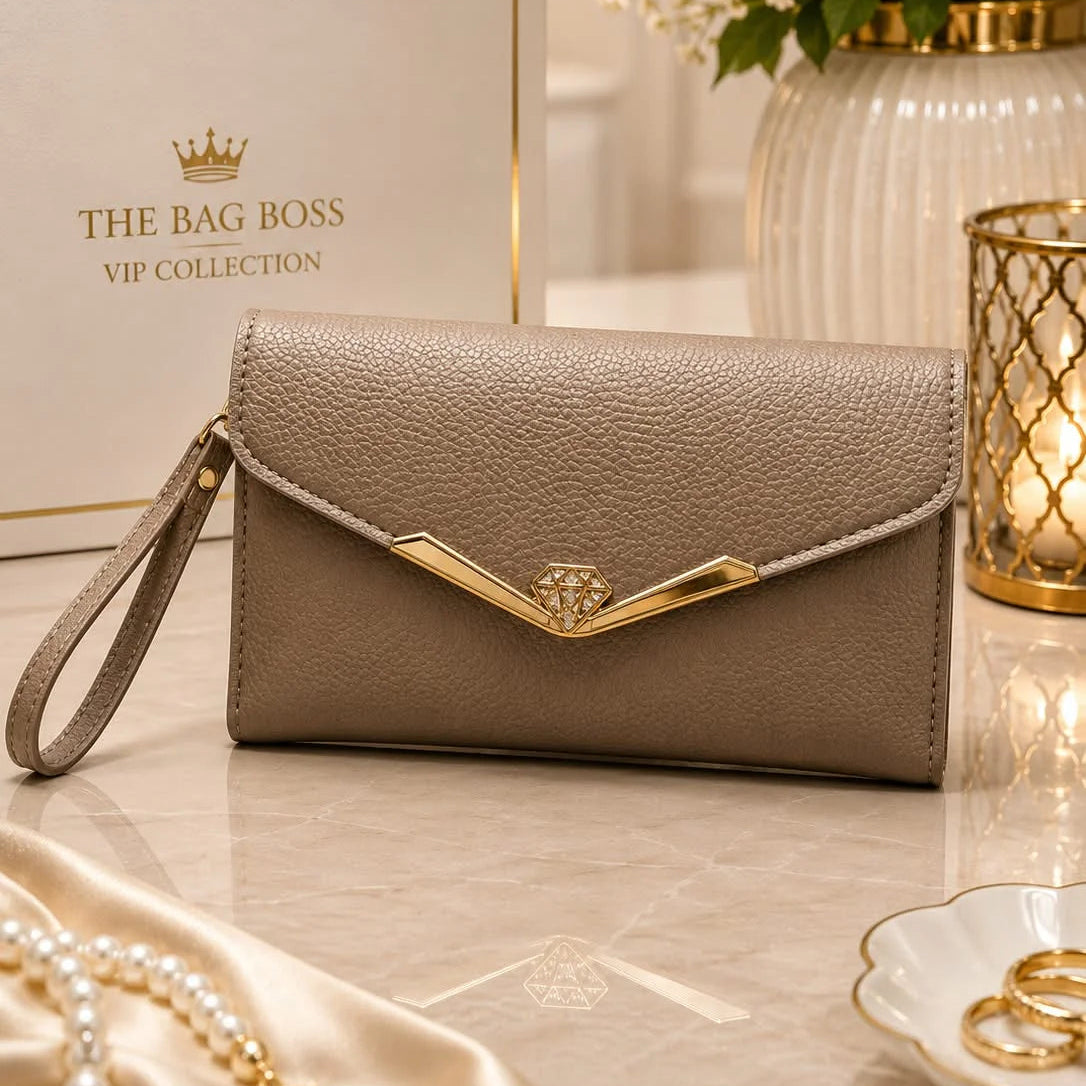 Womens Textured Leather Clutch Bag