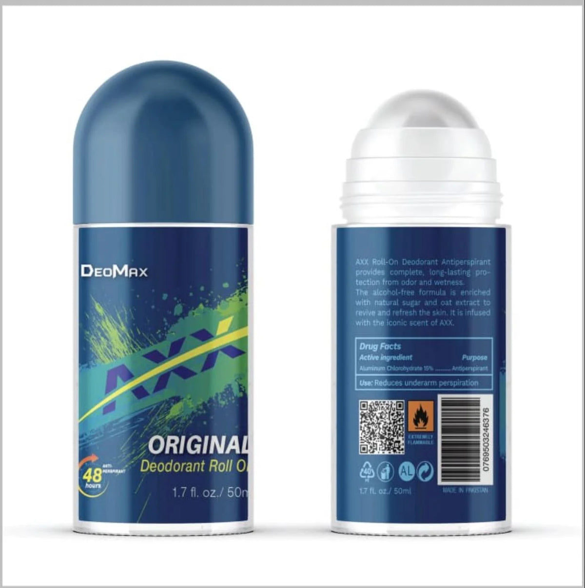 Deomax Original Deodorant Roll On 48H Long Lasting 50ml