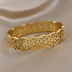 Stainless Steel Ornate Filigree Bangle - Each