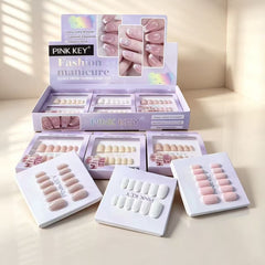 Pink Key Press On Nails