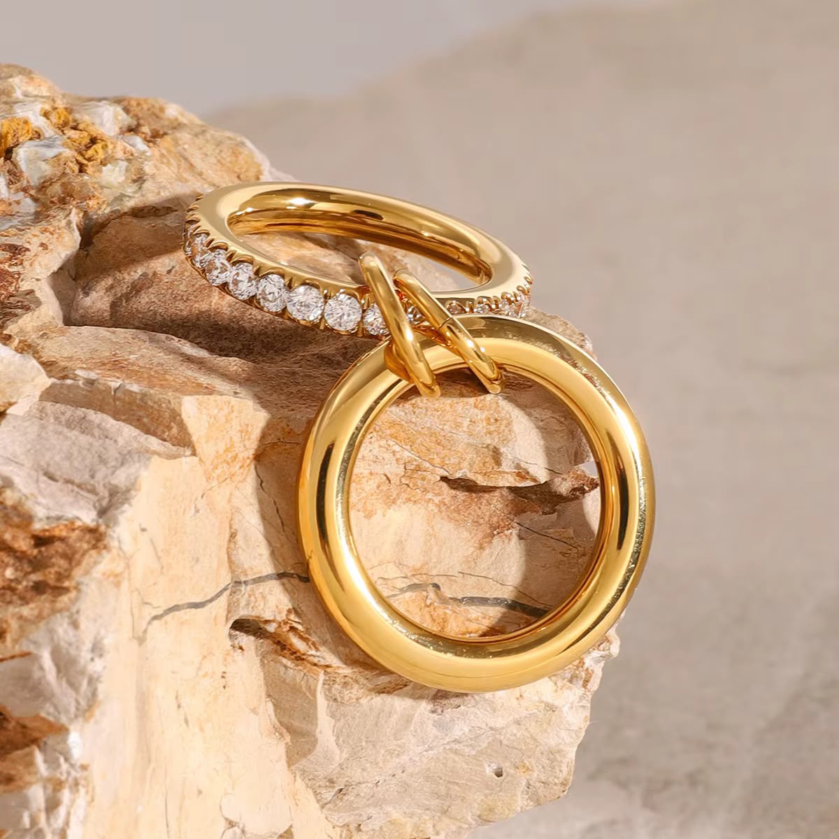Stainless Steel  Luxury Double Layer Ring