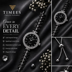 Timeless Elegance Leaf-Inspired Quartz Bracelet Watch
