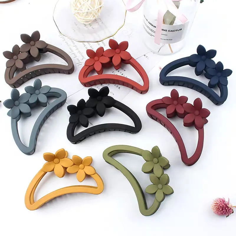 Colorful Matte Flower Hair Claw Clips