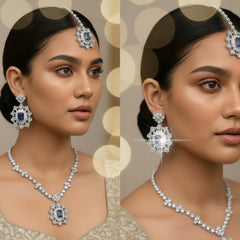 Rajwari Necklace Set Combo – Bracelet, Jhumki & Necklace