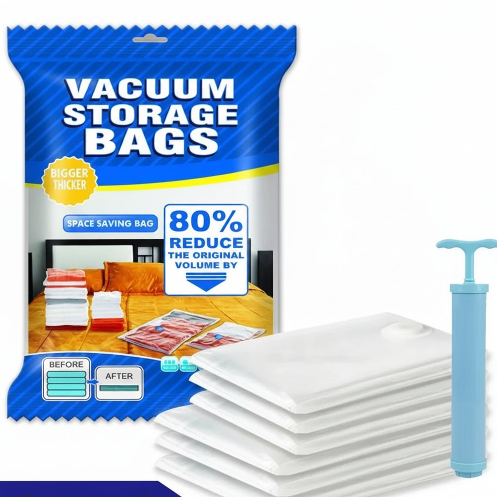 Vacuum Storage Bag Set – 5 Bags with 1 Suction Pump