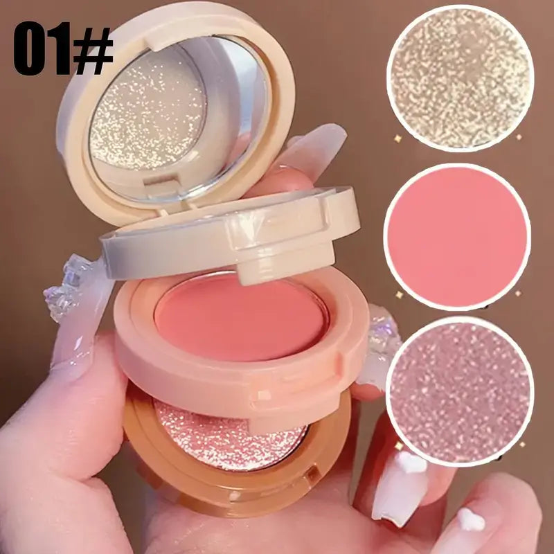 Hudamoji 3-in-1 Highlighter & Blush Palette