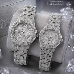 Timees Diamond Rhinestone Stainless Steel Couple Watch