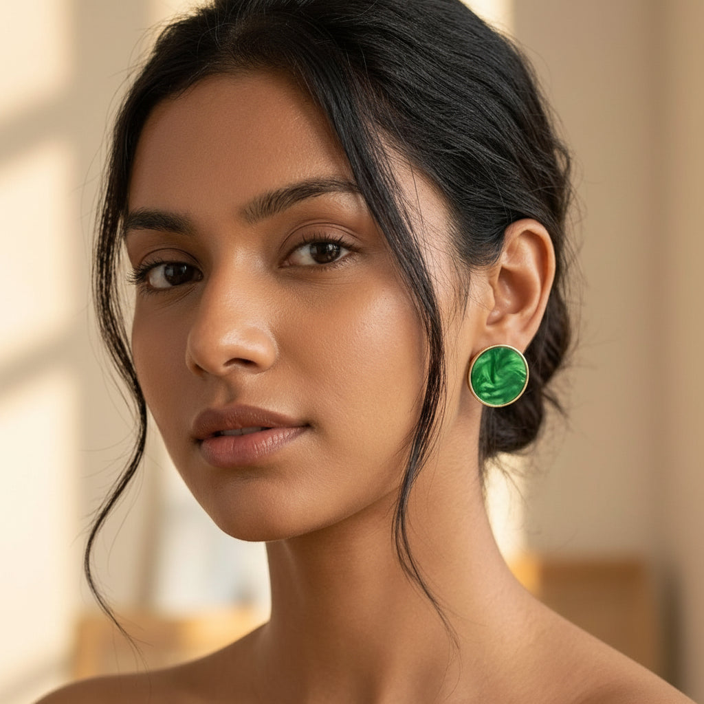 Round Enamel Statement Earrings