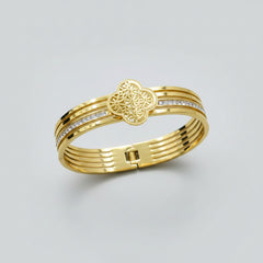 Stainless Steel Modern Clover Bangle - Each