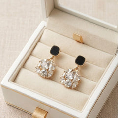 Stainless Steel Ethereal Pearl and Crystal Drop Earrings - Each Pair