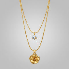 Gold Layered Flower Pendant Necklace