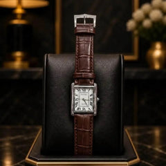  Classic Leather Rectangular Dial Watch