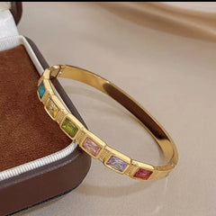 Stainless Steel  multi-color zirconia Bracelet