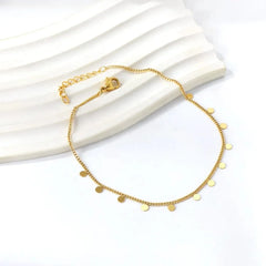Gold Flat Disc Charm Adjustable Bracelet