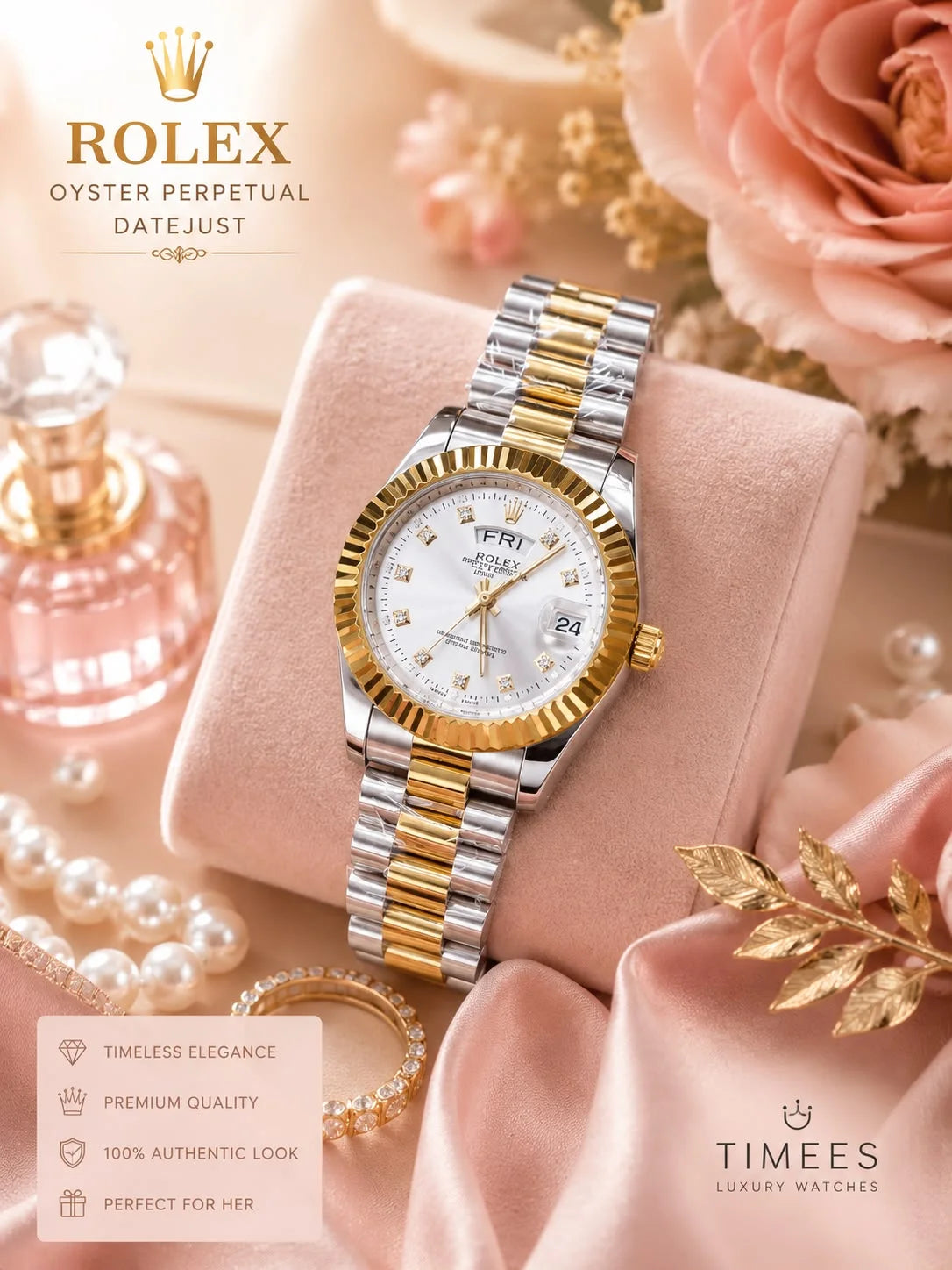 Rolex Diamond Style Dial Markers Watch