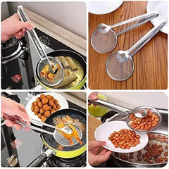 Frying Tong With Strainer Stainless Steel