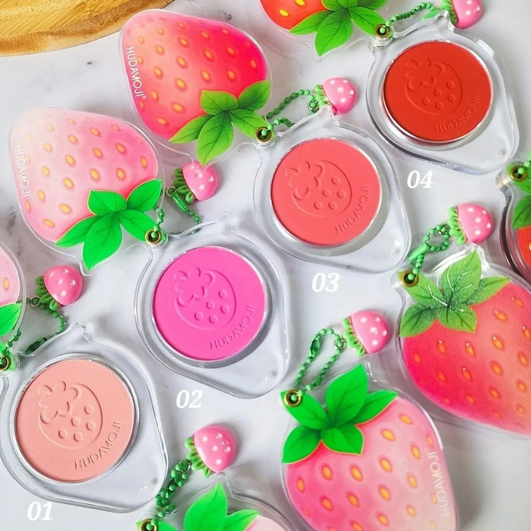 HUDA MOJI Strawberry-Themed Keychain Blusher & Highlighter - Each