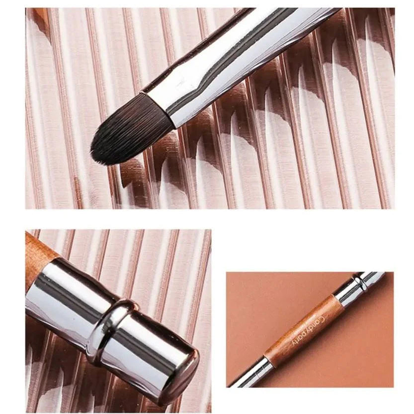 MUF304 Concealer Lip Brush with Wood Handle & Aluminium Tube