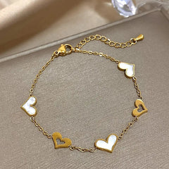Stainless Steel Minimalist Gold Plated Heart Charm Bracelet - Each