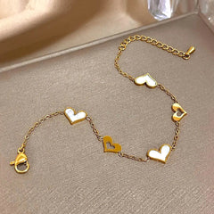 Stainless Steel Minimalist Gold Plated Heart Charm Bracelet - Each