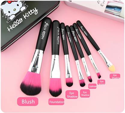 Hello Kitty Professional Makeup Brushes With Box Black Color (Set of 7Pcs)