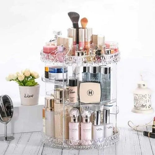 360° Rotating Acrylic Diamond Cosmetic Organizer – 12″ Big Size