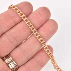 gold-plated and enamel-coated pink curb Permanent Bracelet - 5m