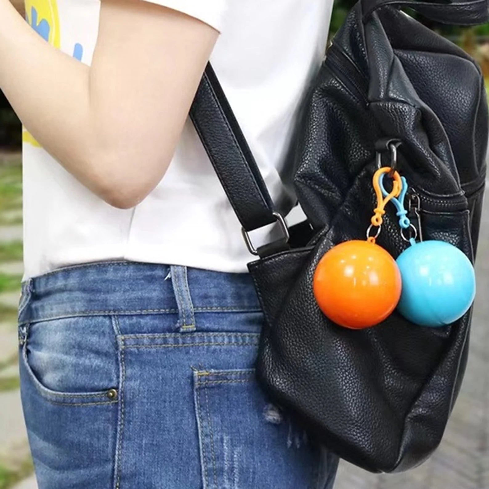 Portable Disposable Raincoat Keychain Compression Ball - Each