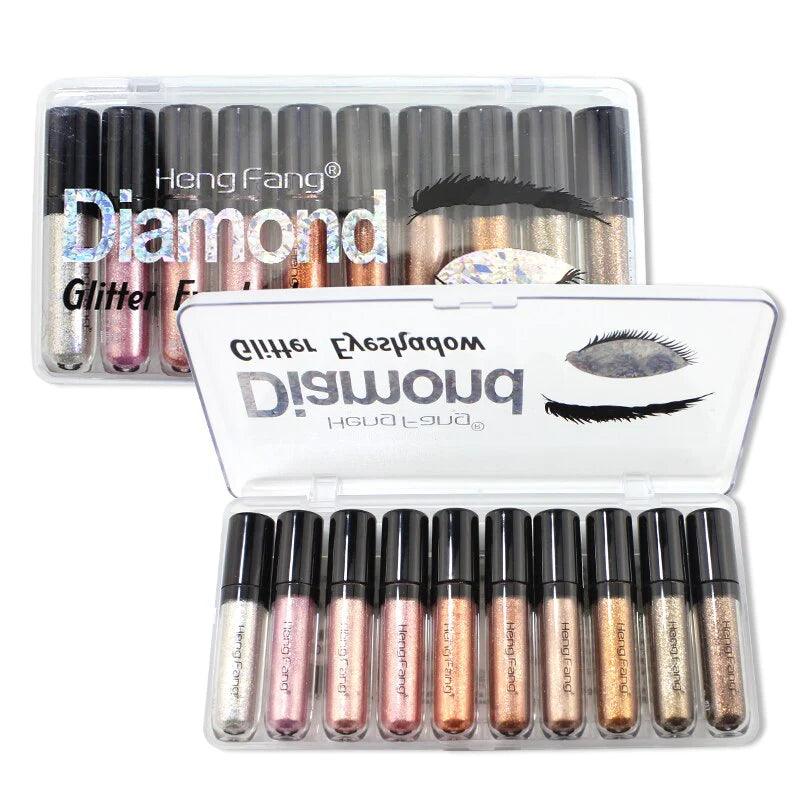 10 Pcs Heng Fang Glitter Metallic Liquid Eyeshadow