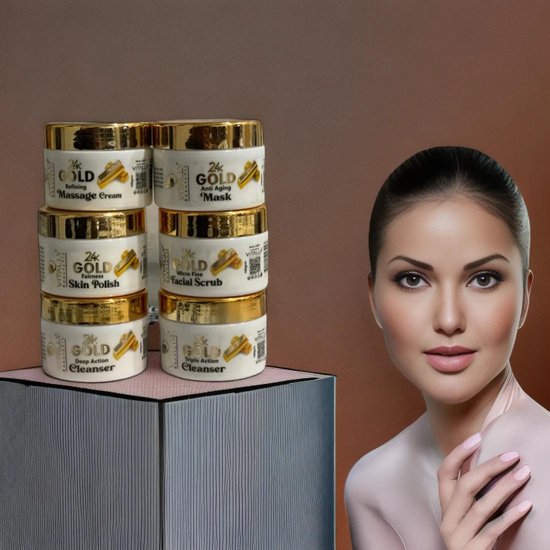 Vitally Gold 6 Steps Facial Set with  Free Gift CLeansing Milk 120gm