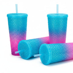 Trendy Bubble Textured Tumbler with Straw