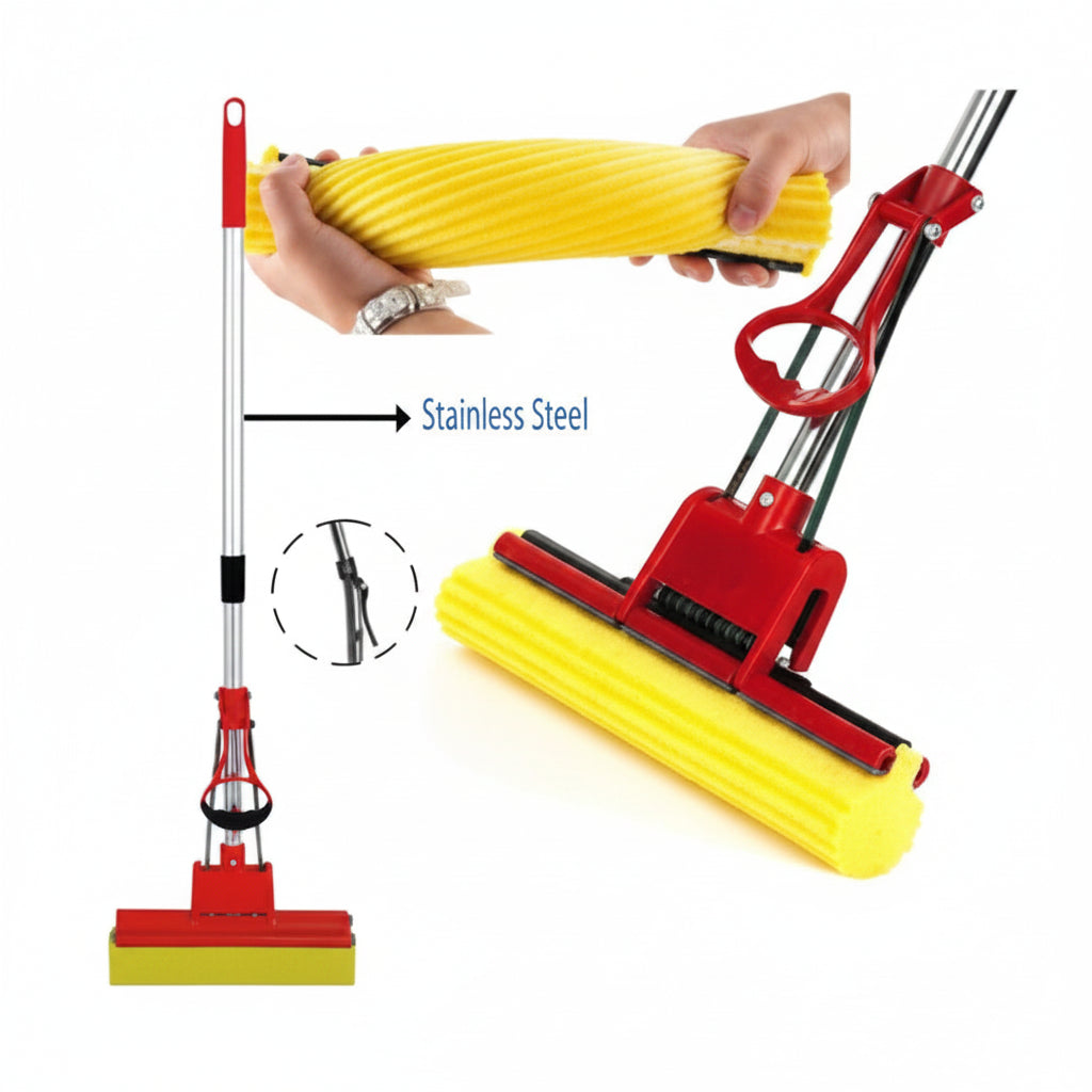 Super Absorbent Sponge Twist Mop with Adjustable Handle Description