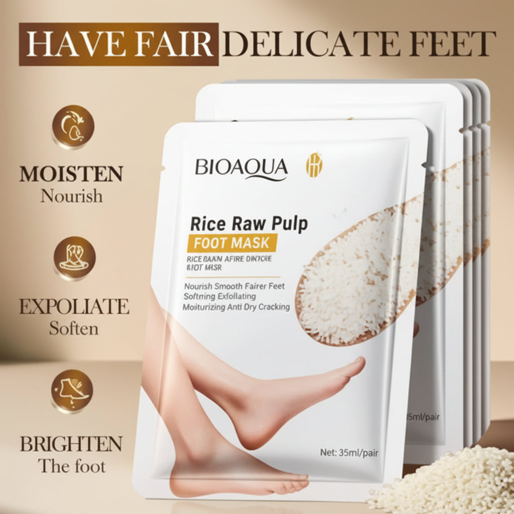 BIOAQUA Rice Raw Pulp Exfoliating Smooth Foot Mask - 35ml/pair