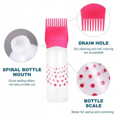 Hair Oil Applicator Bottle with Silicone Comb Brush Tip - Each