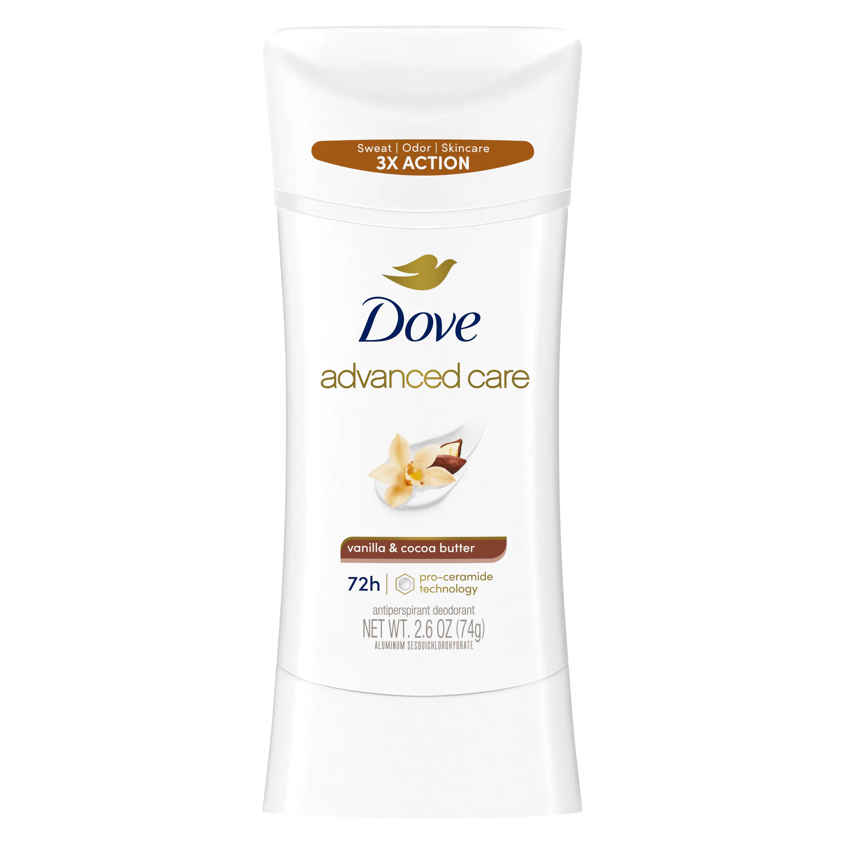 Dove Advanced Care Vanilla & Cocoa Butter Antiperspirant Deodorant Stick 74g