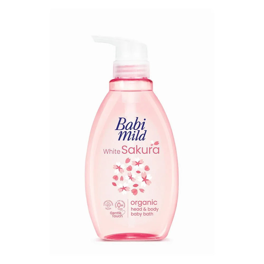 Babi Mild White Sakura Organic Head & Body Baby Bath Wash - 380ml