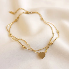 Stainless Steel Heart Double Chain Bracelet - Each