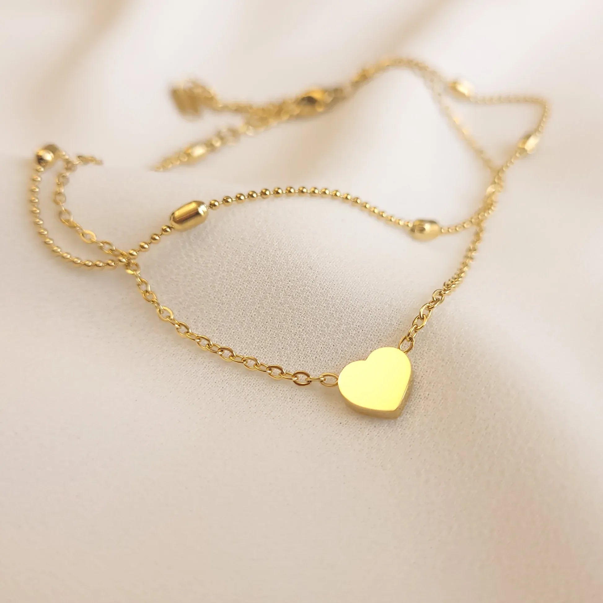 Stainless Steel Heart Double Chain Bracelet - Each