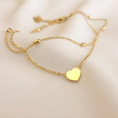 Stainless Steel Heart Double Chain Bracelet - Each