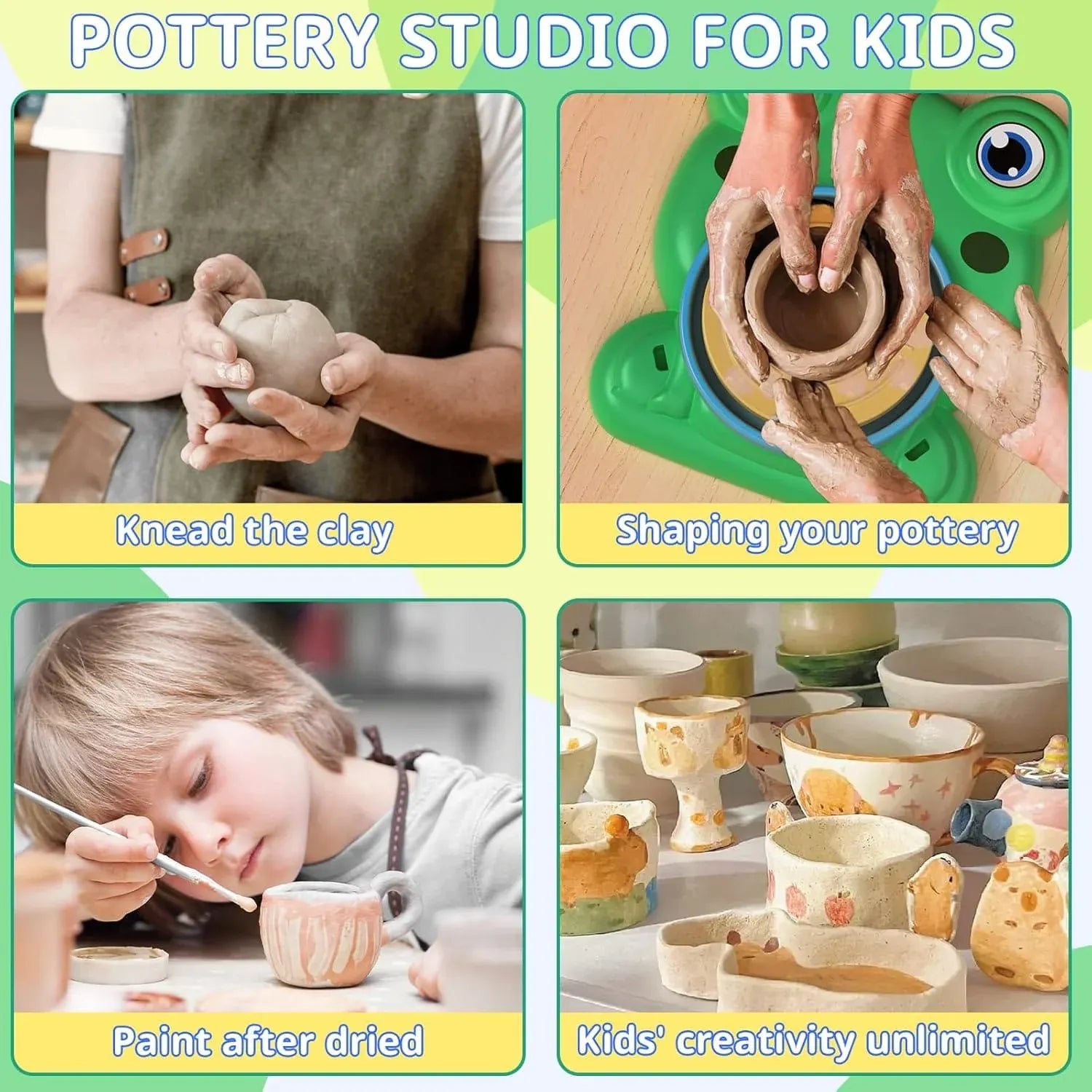 DIY Frog Electric Pottery Wheel Pretend Play Set