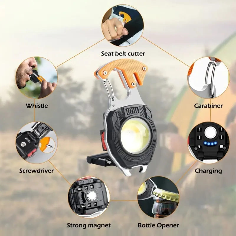 Rechargeable 7-in-1 Keychain Light with 500 Lumens and Magnetic Base