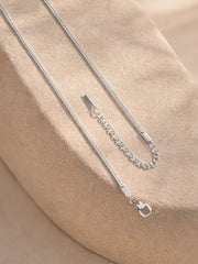 Demifine Rhodium Plated Stainless Steel Snake Chain Lariat Drop Necklace - Each