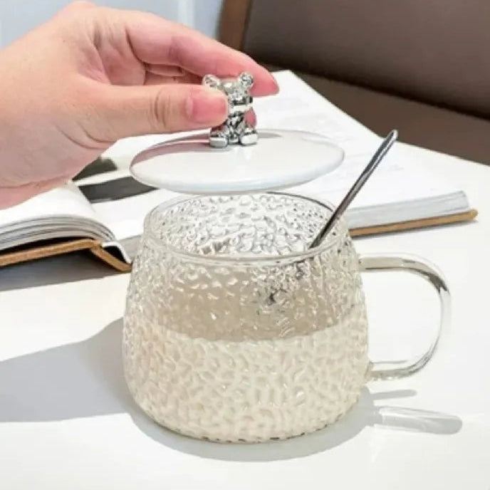 Cute Bear Hammered Glass Mug