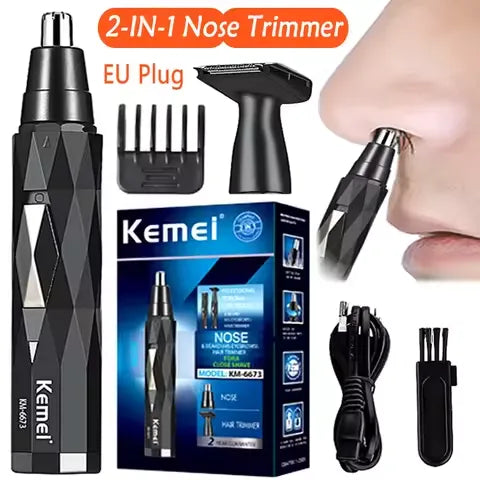 Kemei 2-in-1 Rechargeable Hair & Nose Trimmer