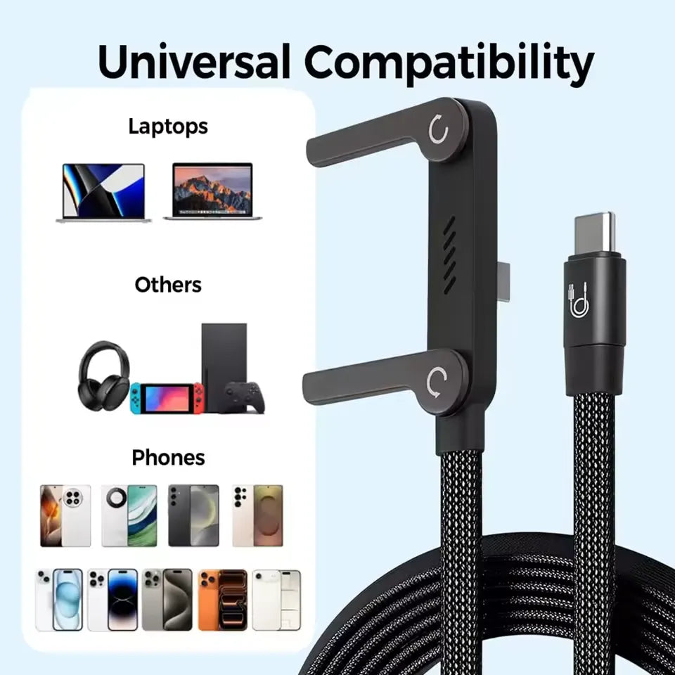 240w Fast Charging Cord With Built-in Phone Stand