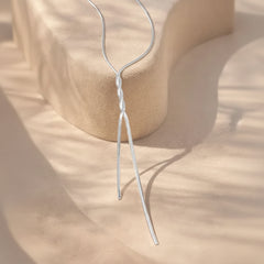 Demifine Rhodium Plated Stainless Steel Snake Chain Lariat Drop Necklace - Each