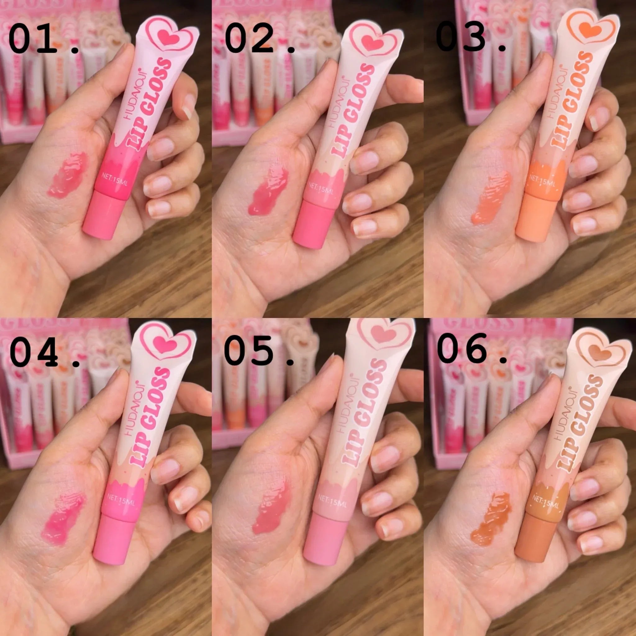 HUDAMOJI Heart Top Moisturizing Lip Gloss Tube