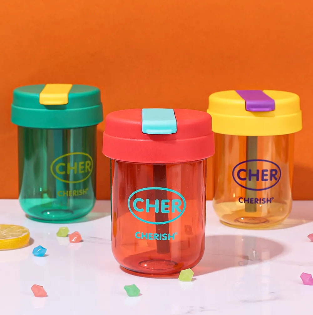 Cherish Colorful Leak Proof Water Bottle with Straw - Each